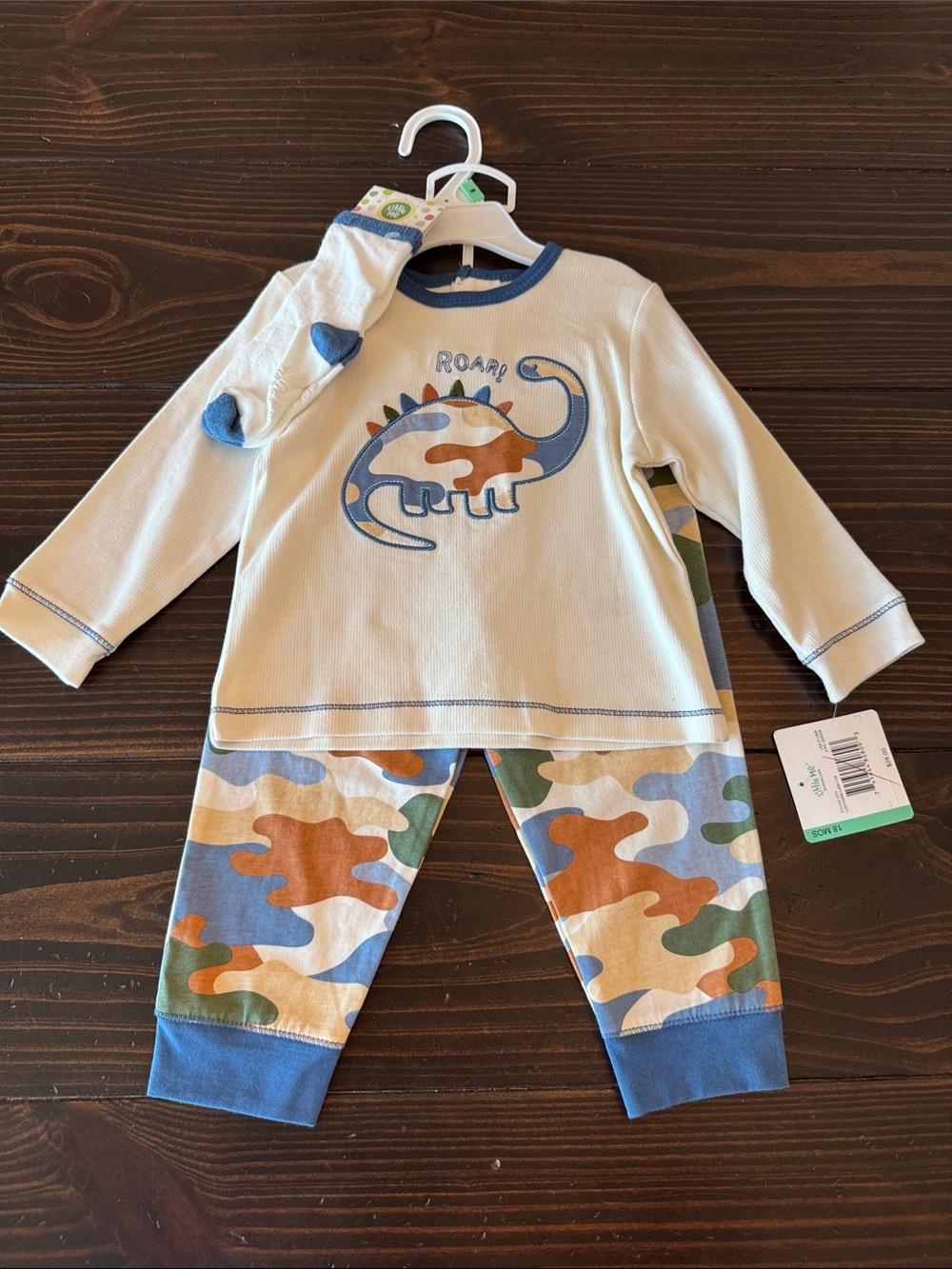 Kids Dino Print Set - Cream & Camouflage